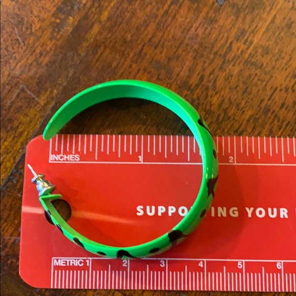 Neon Lime Green 80s Punk Glam Chunky Hoop Earrings - Picture 3 of 4